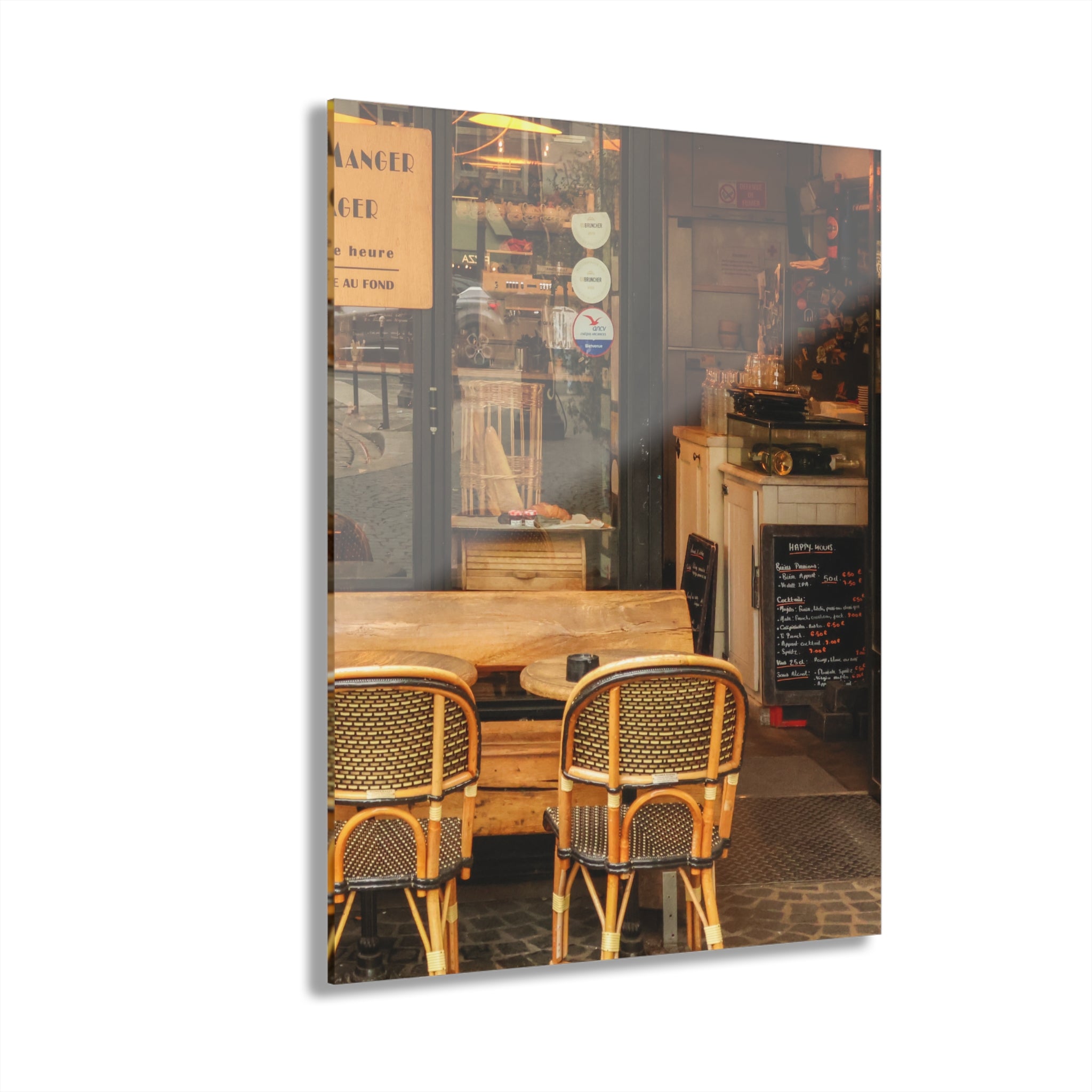 Paris Cafe Window Scene Acrylic Print — French Cleat Wall Art