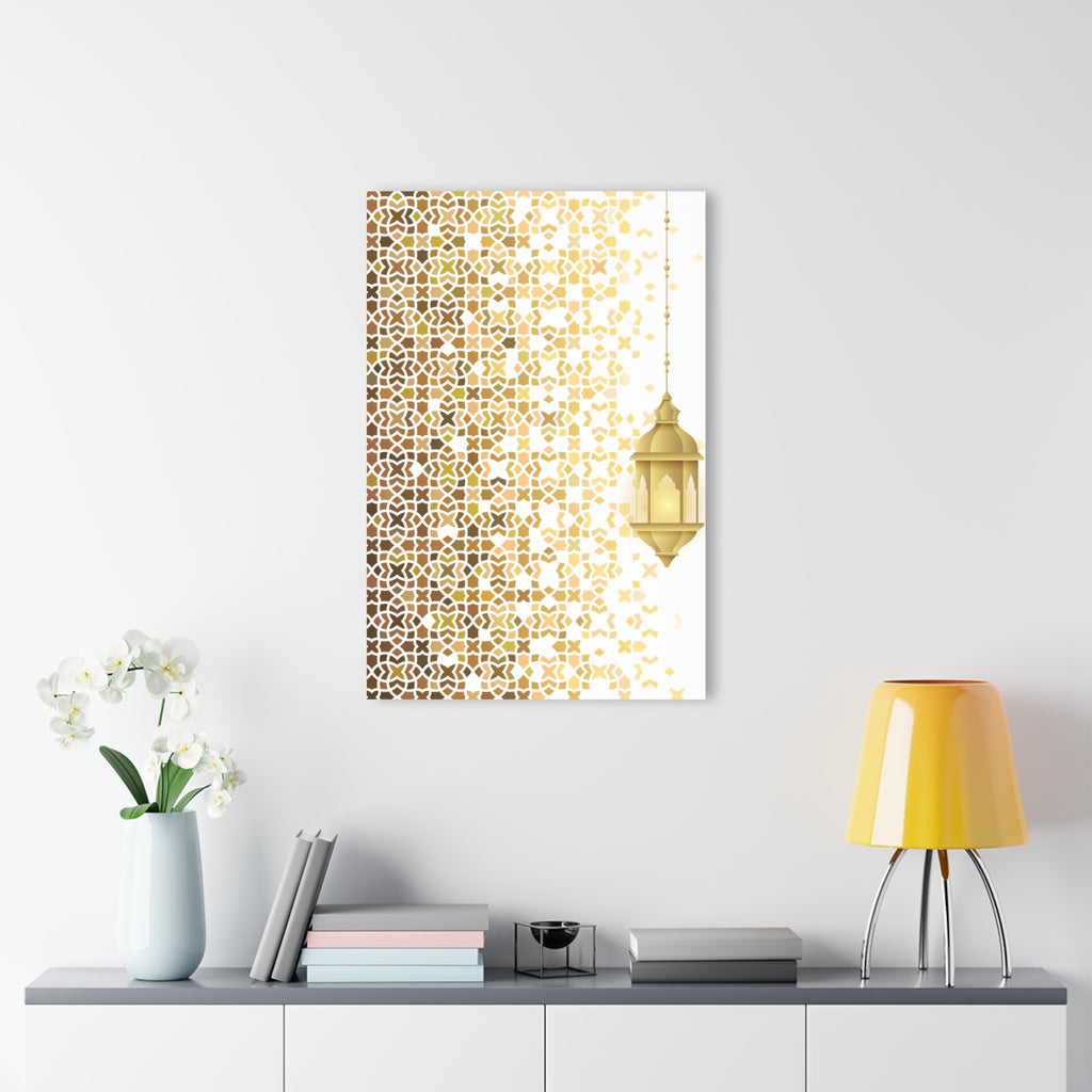 Boho Moroccan Gold Lantern Acrylic Print — Geometric Wall Art (French Cleat)