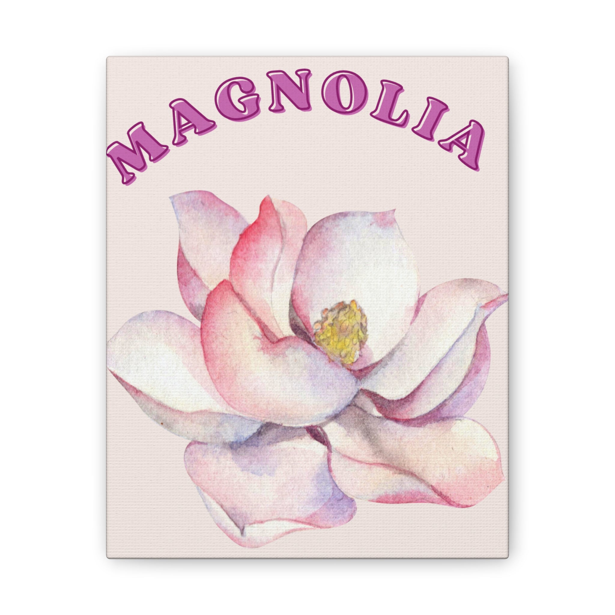Magnolia Flower Canvas Wall Art – Pink Botanical Floral Print, Feminine Cottagecore Decor, Romantic Bedroom Wall Art