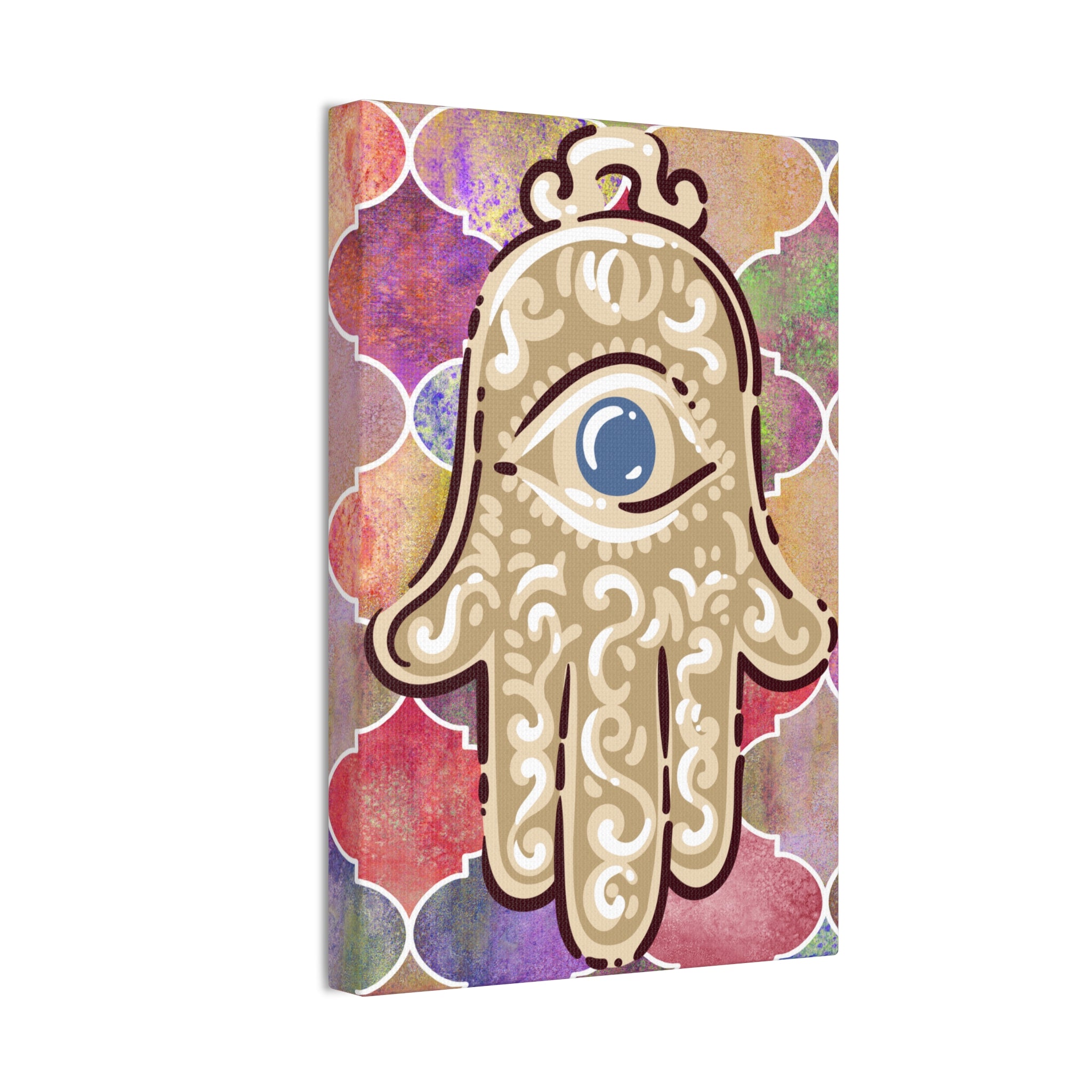 Hamsa Eye Canvas Wall Art - Stretched 0.75" Spiritual Boho Home Decor