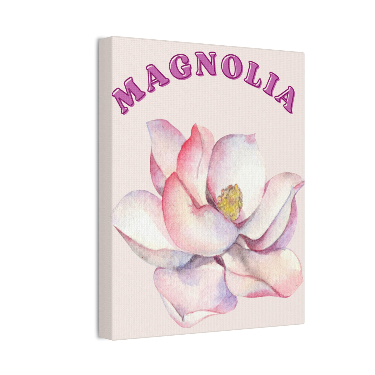 Magnolia Flower Canvas Wall Art – Pink Botanical Floral Print, Feminine Cottagecore Decor, Romantic Bedroom Wall Art
