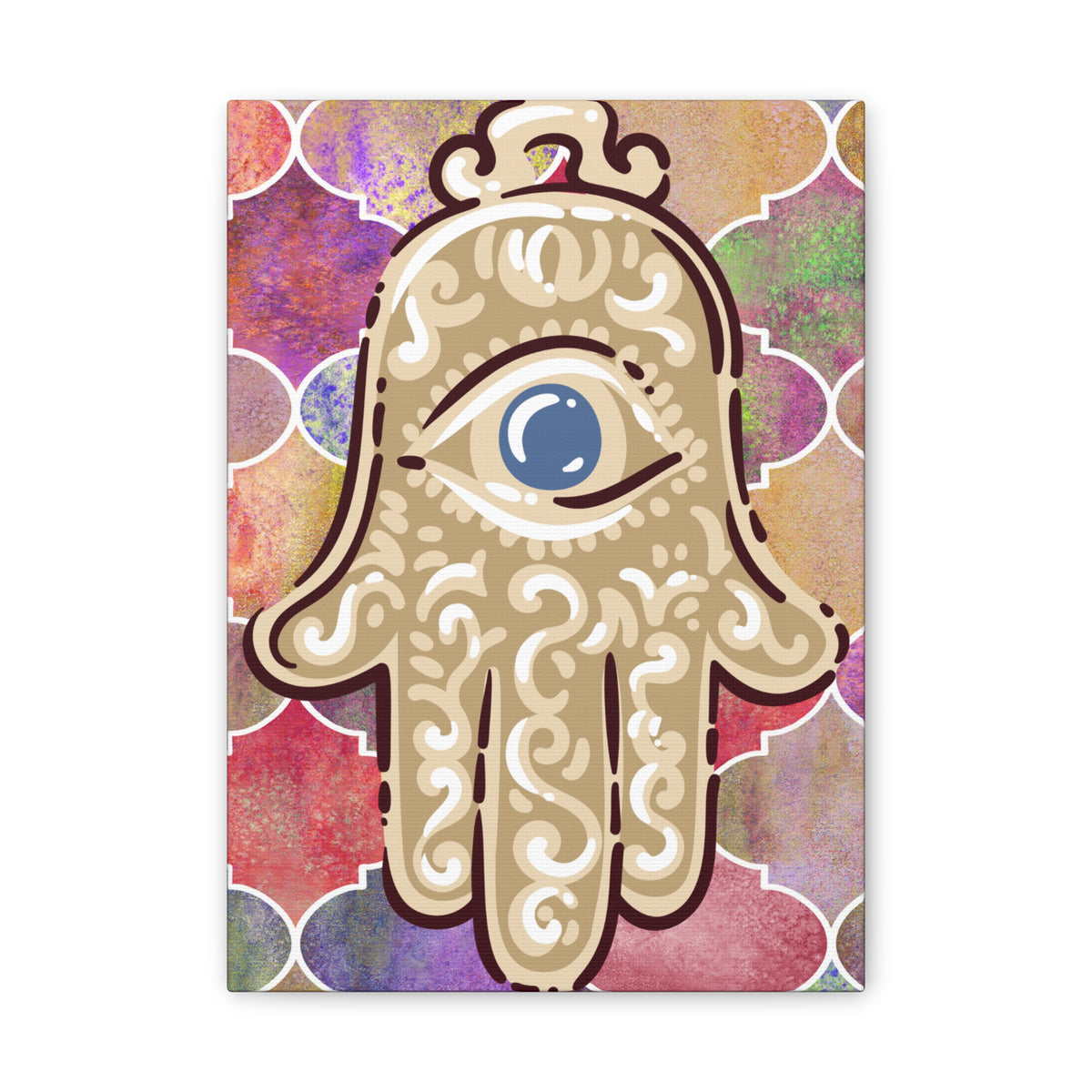 Hamsa Eye Canvas Wall Art - Stretched 0.75" Spiritual Boho Home Decor