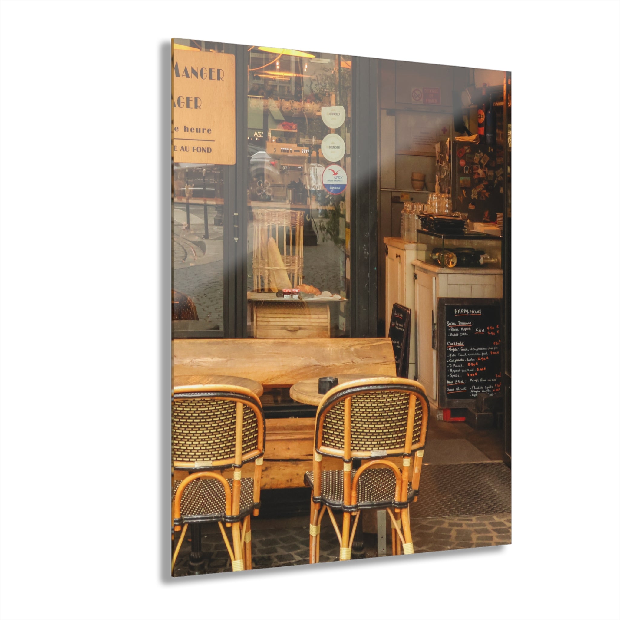 Paris Cafe Window Scene Acrylic Print — French Cleat Wall Art