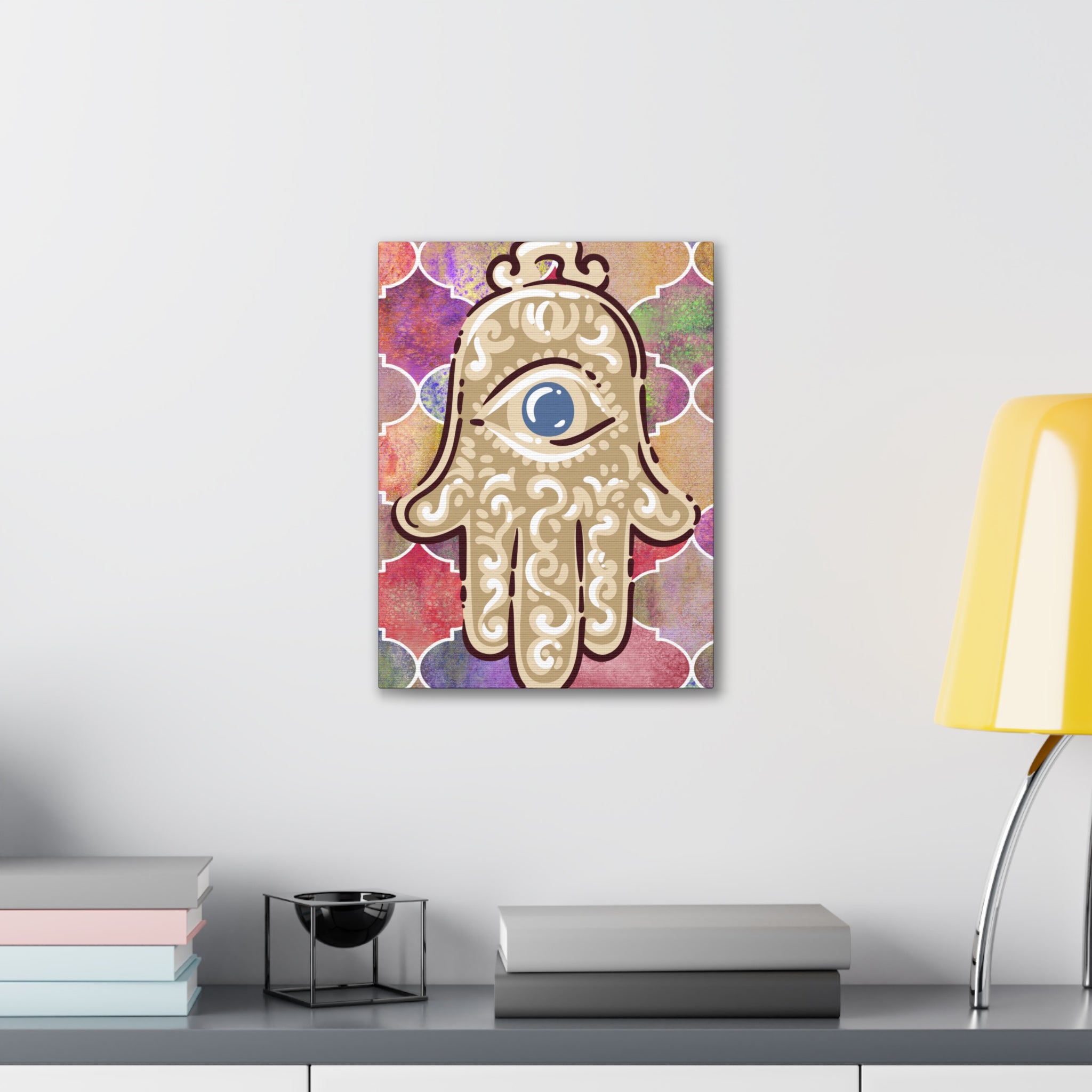 Hamsa Eye Canvas Wall Art - Stretched 0.75" Spiritual Boho Home Decor