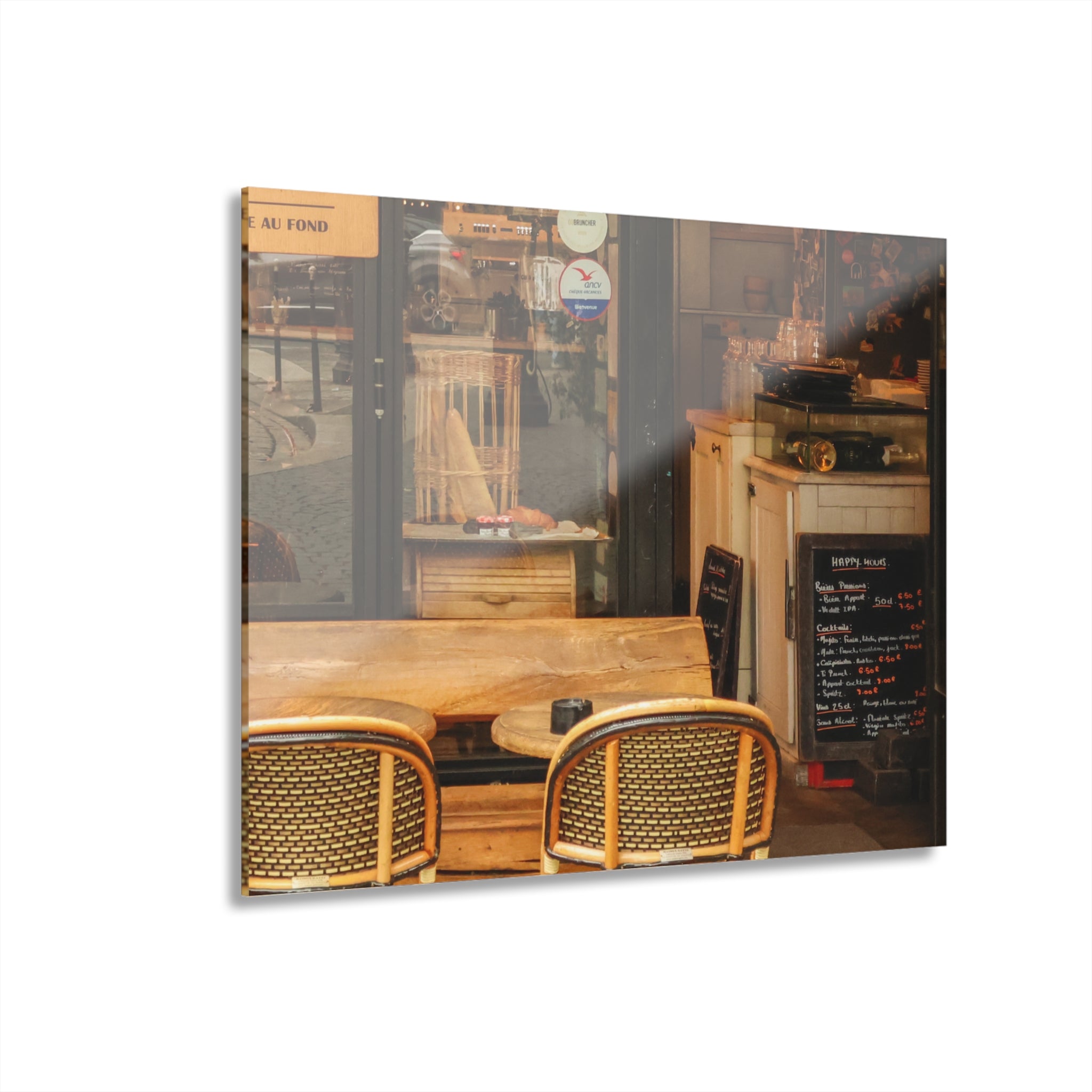 Paris Cafe Window Scene Acrylic Print — French Cleat Wall Art