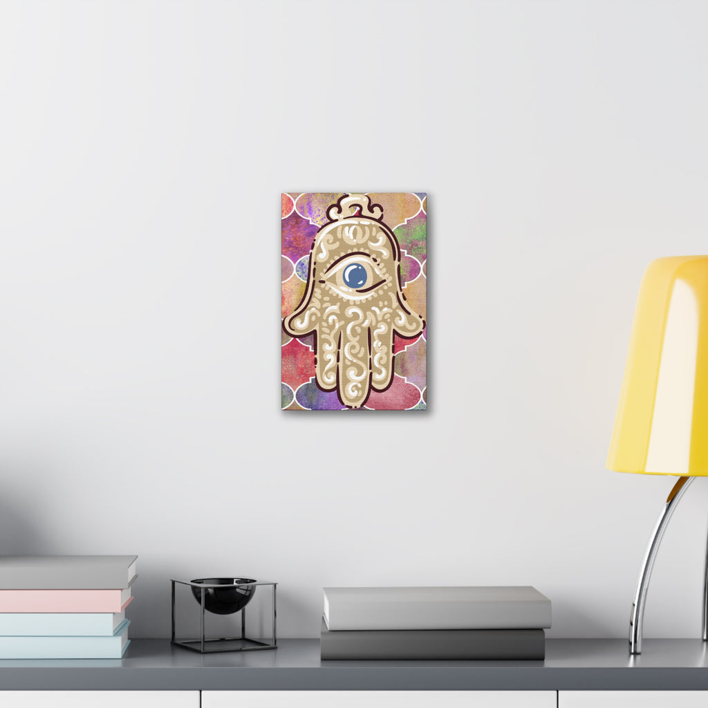 Hamsa Eye Canvas Wall Art - Stretched 0.75" Spiritual Boho Home Decor