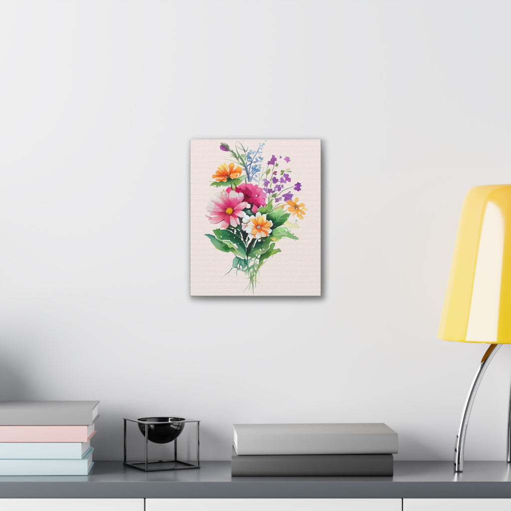 Floral Bouquet Canvas Print Watercolor Wildflower Wall Art