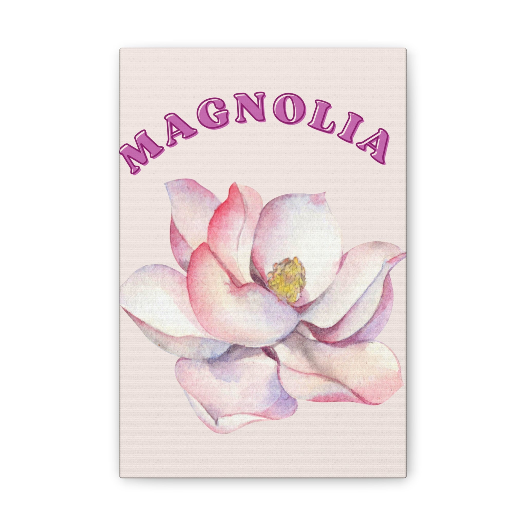 Magnolia Flower Canvas Wall Art – Pink Botanical Floral Print, Feminine Cottagecore Decor, Romantic Bedroom Wall Art