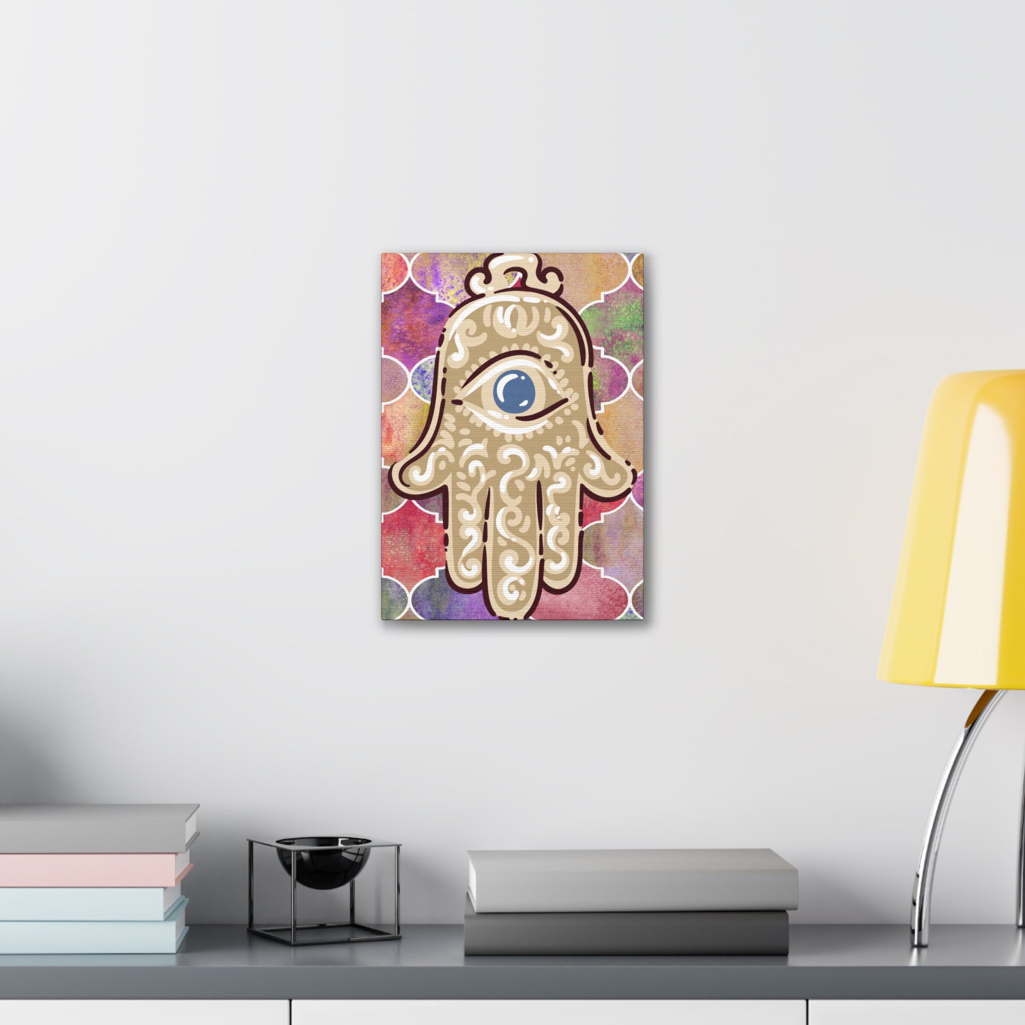 Hamsa Eye Canvas Wall Art - Stretched 0.75" Spiritual Boho Home Decor
