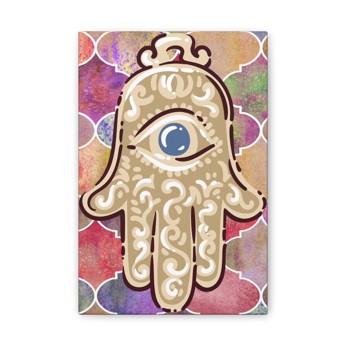 Hamsa Eye Canvas Wall Art - Stretched 0.75" Spiritual Boho Home Decor