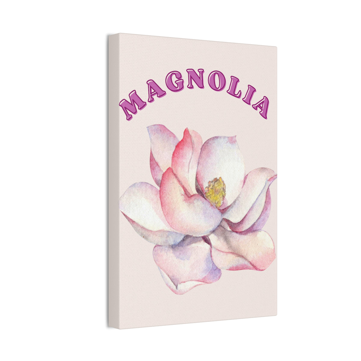 Magnolia Flower Canvas Wall Art – Pink Botanical Floral Print, Feminine Cottagecore Decor, Romantic Bedroom Wall Art