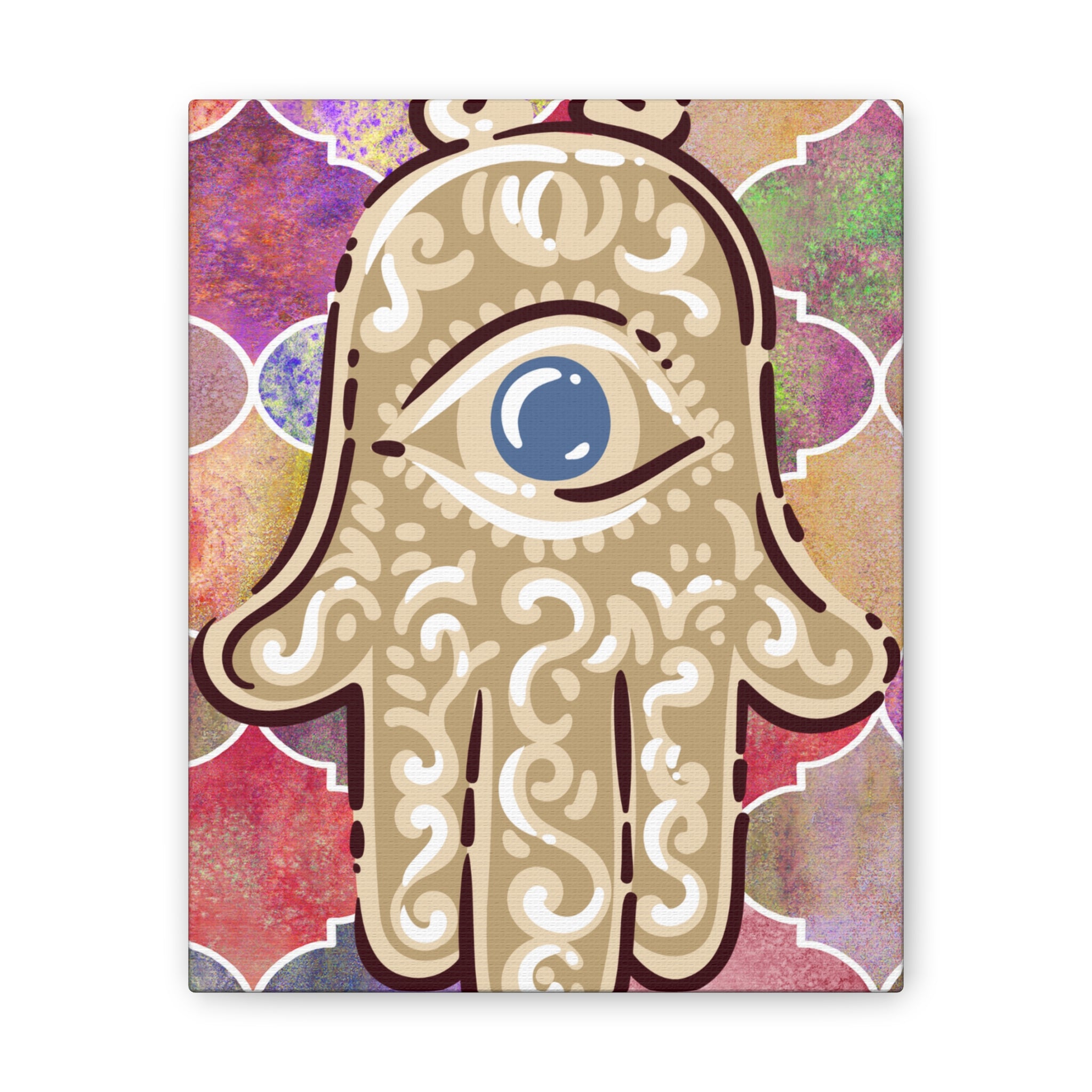 Hamsa Eye Canvas Wall Art - Stretched 0.75" Spiritual Boho Home Decor