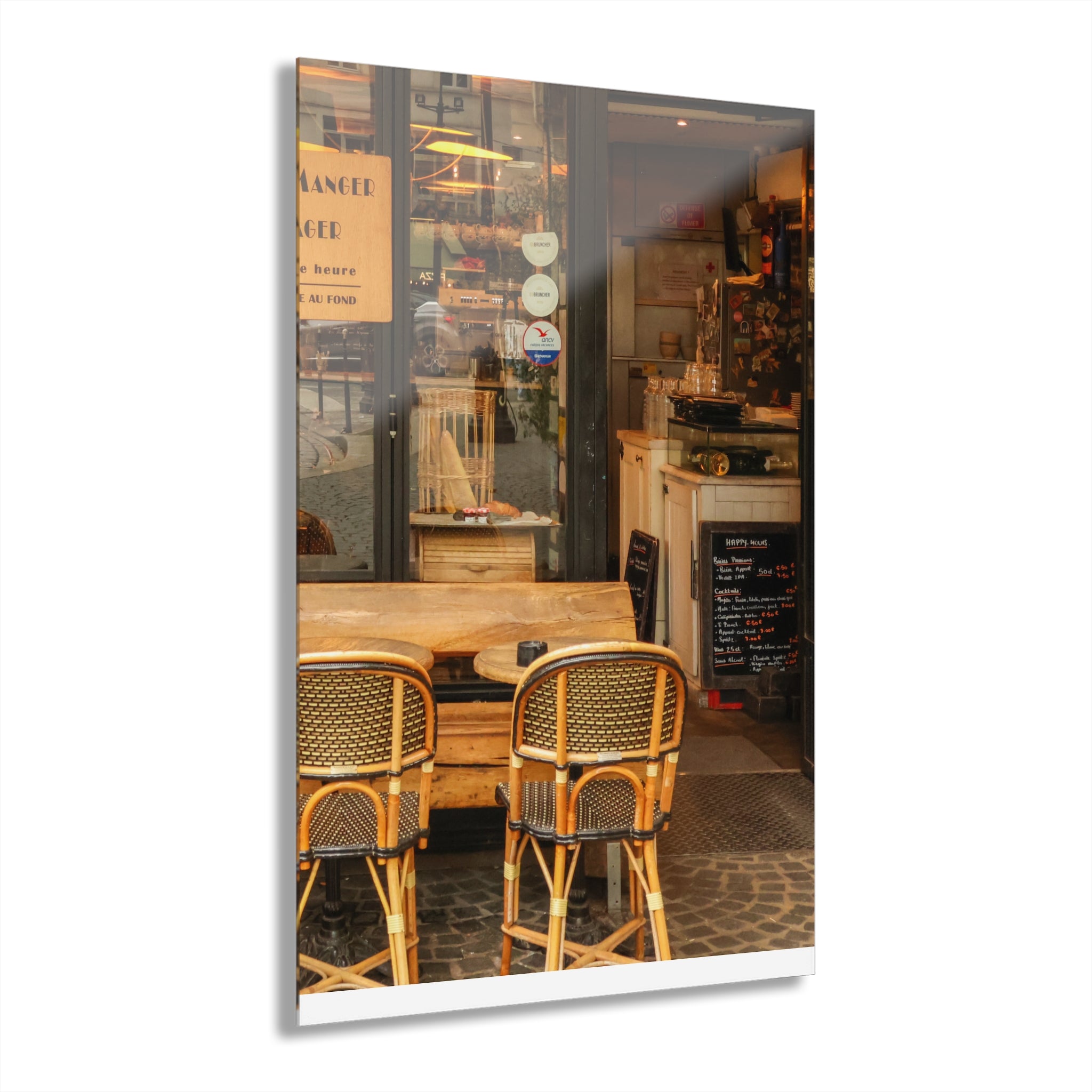 Paris Cafe Window Scene Acrylic Print — French Cleat Wall Art