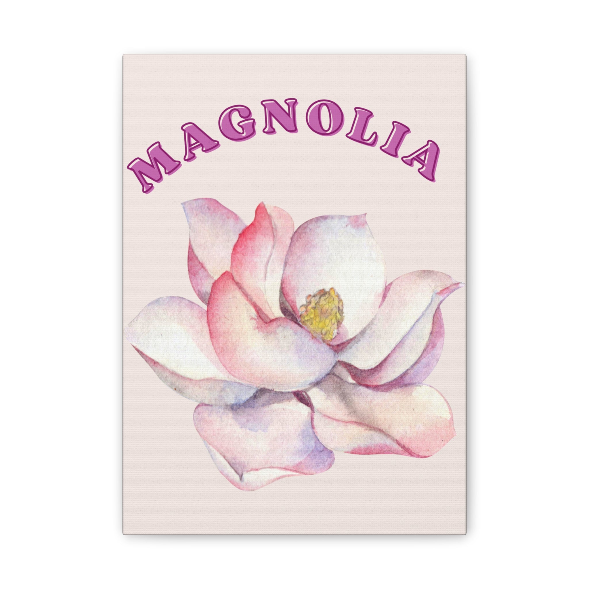 Magnolia Flower Canvas Wall Art – Pink Botanical Floral Print, Feminine Cottagecore Decor, Romantic Bedroom Wall Art