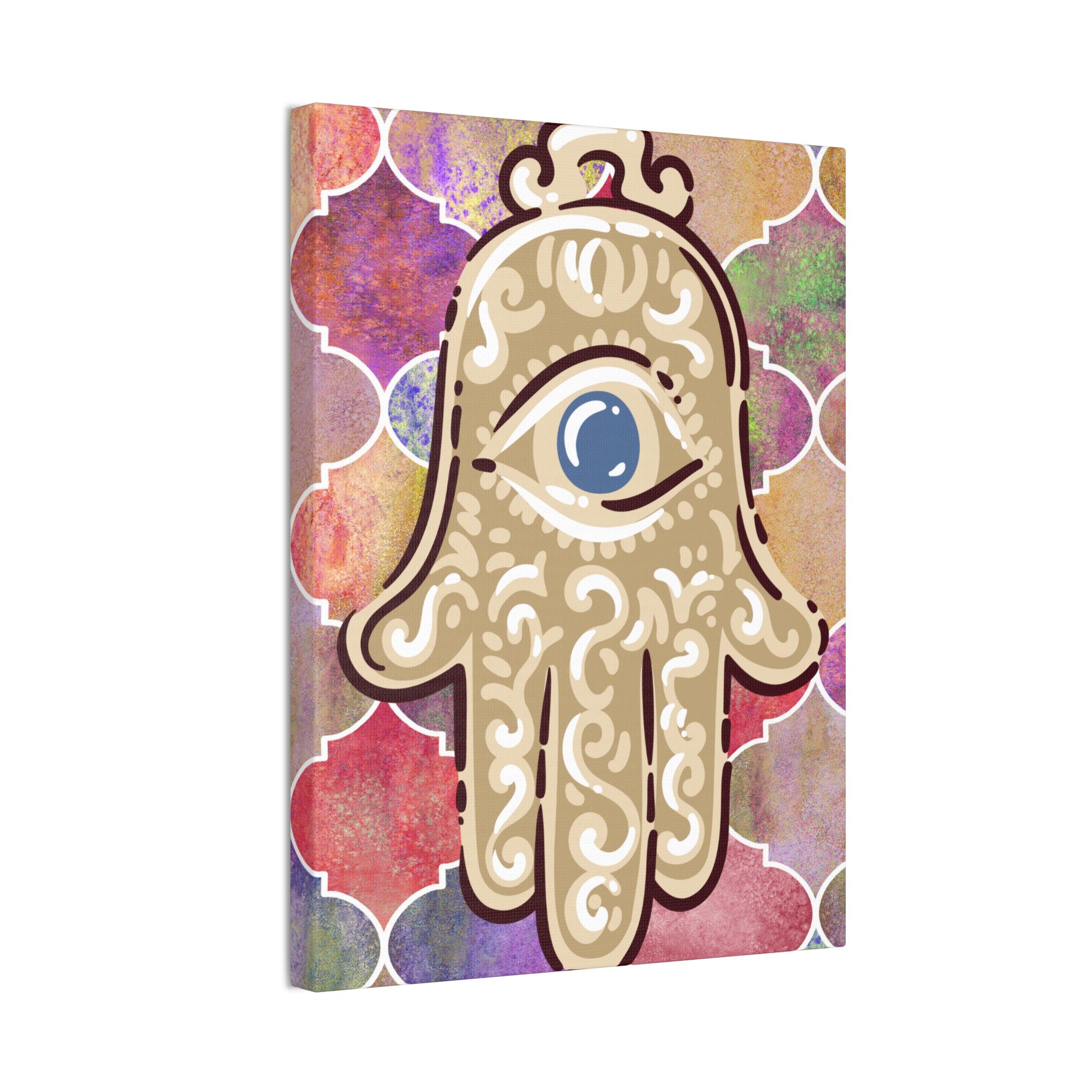 Hamsa Eye Canvas Wall Art - Stretched 0.75" Spiritual Boho Home Decor