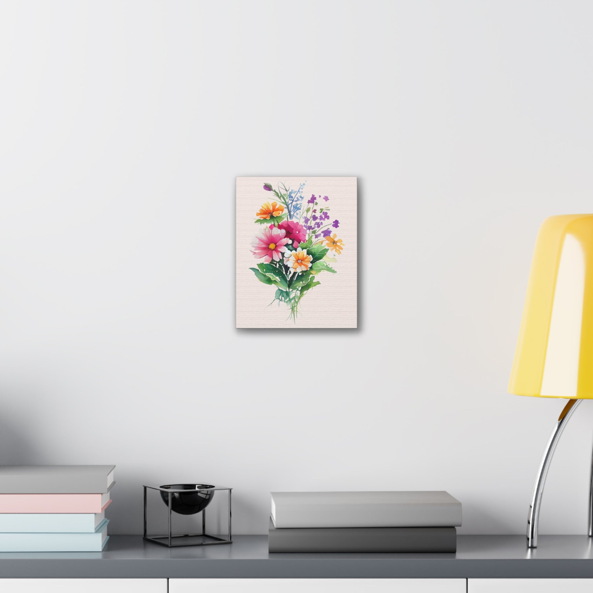 Floral Bouquet Canvas Print Watercolor Wildflower Wall Art