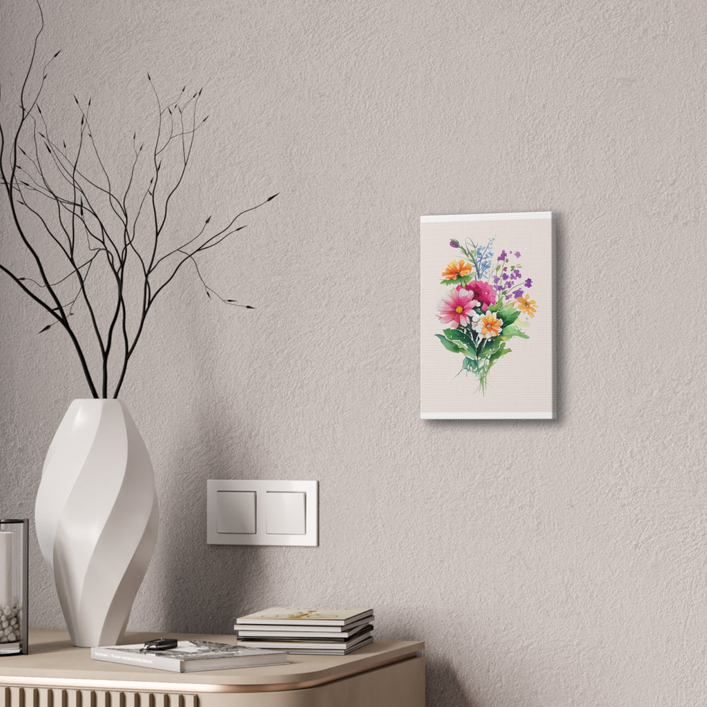 Floral Bouquet Canvas Print Watercolor Wildflower Wall Art