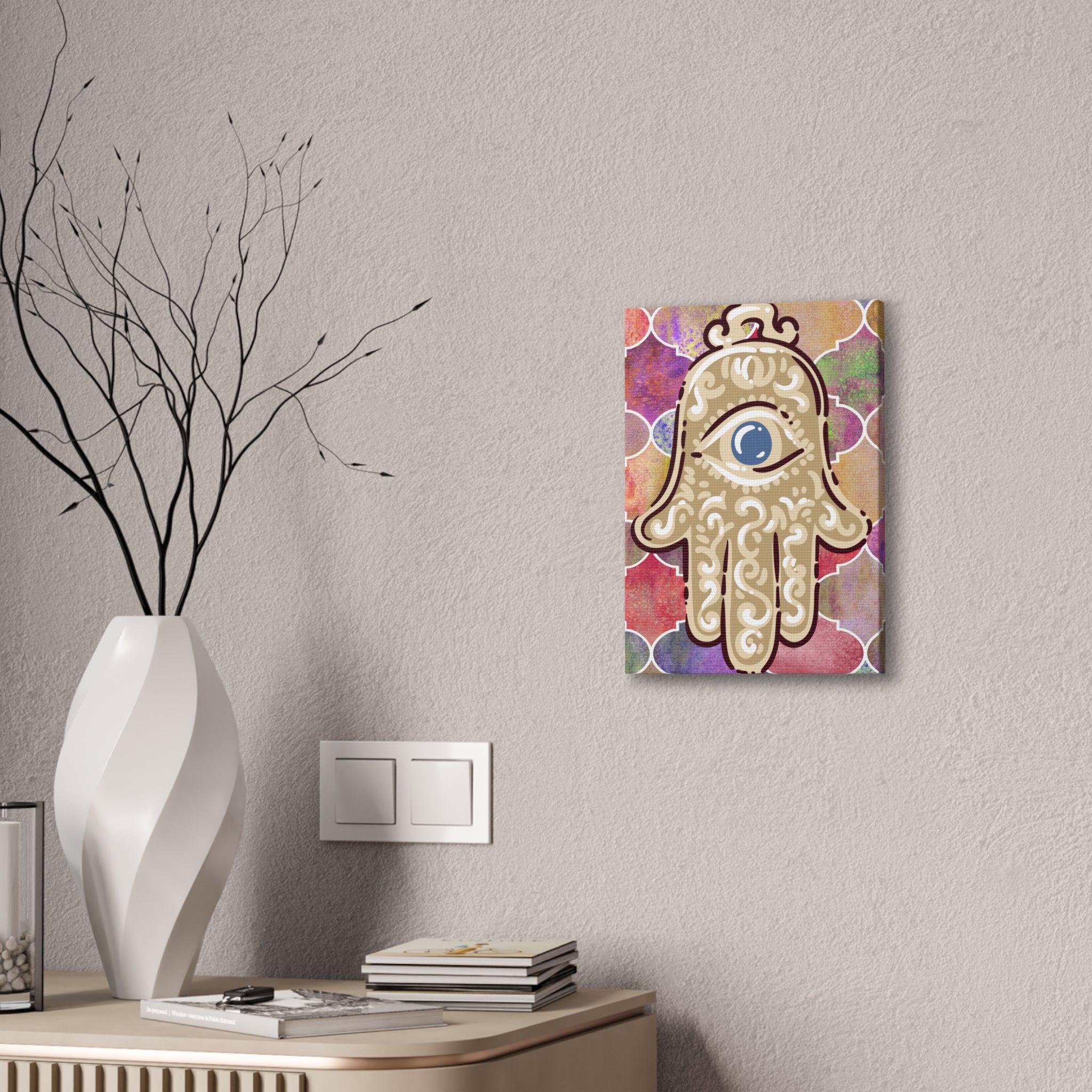 Hamsa Eye Canvas Wall Art - Stretched 0.75" Spiritual Boho Home Decor