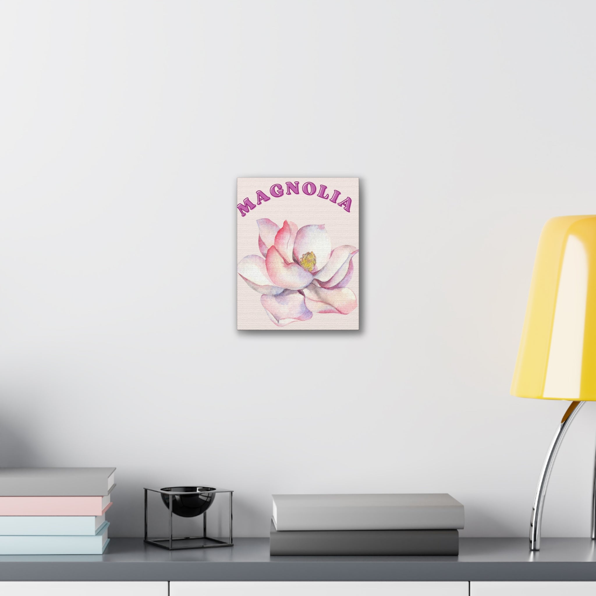 Magnolia Flower Canvas Wall Art – Pink Botanical Floral Print, Feminine Cottagecore Decor, Romantic Bedroom Wall Art