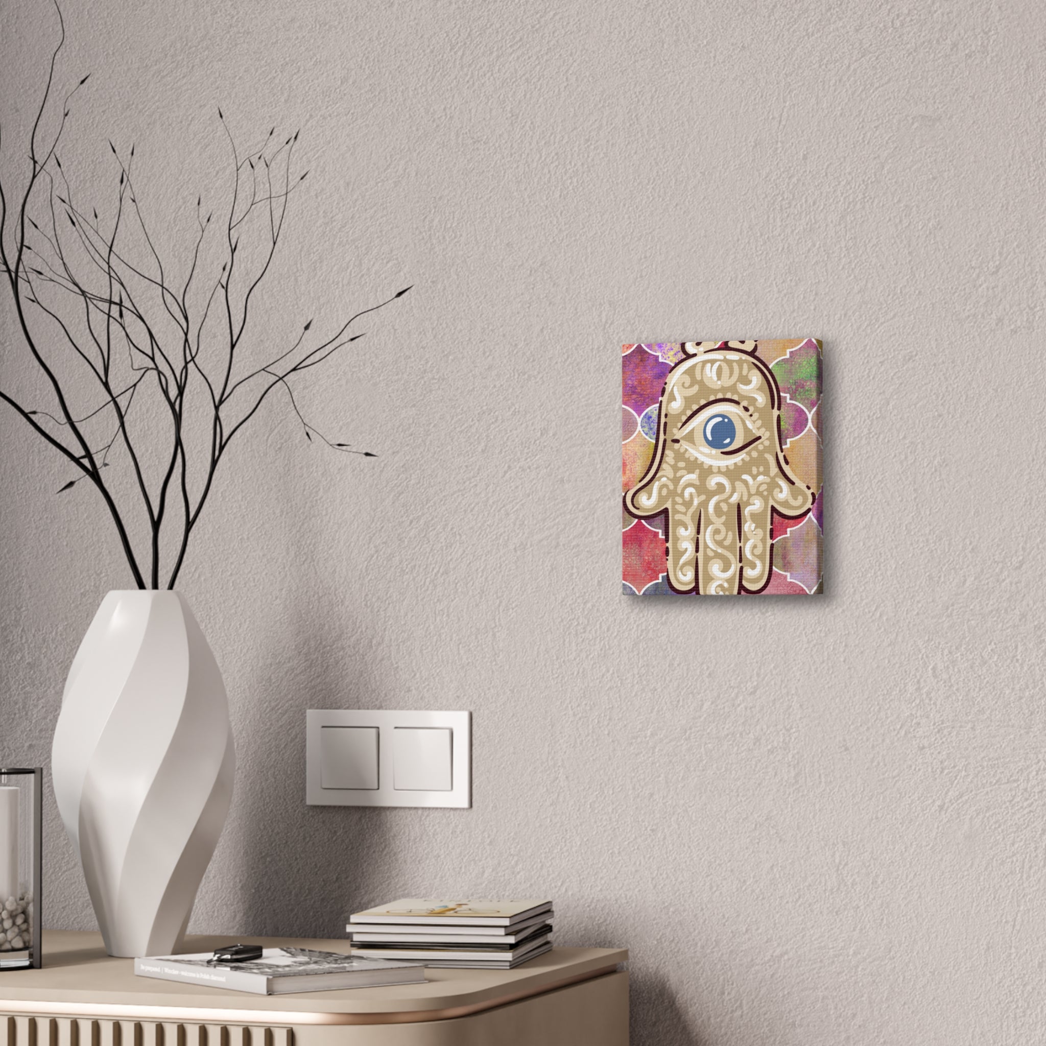 Hamsa Eye Canvas Wall Art - Stretched 0.75" Spiritual Boho Home Decor