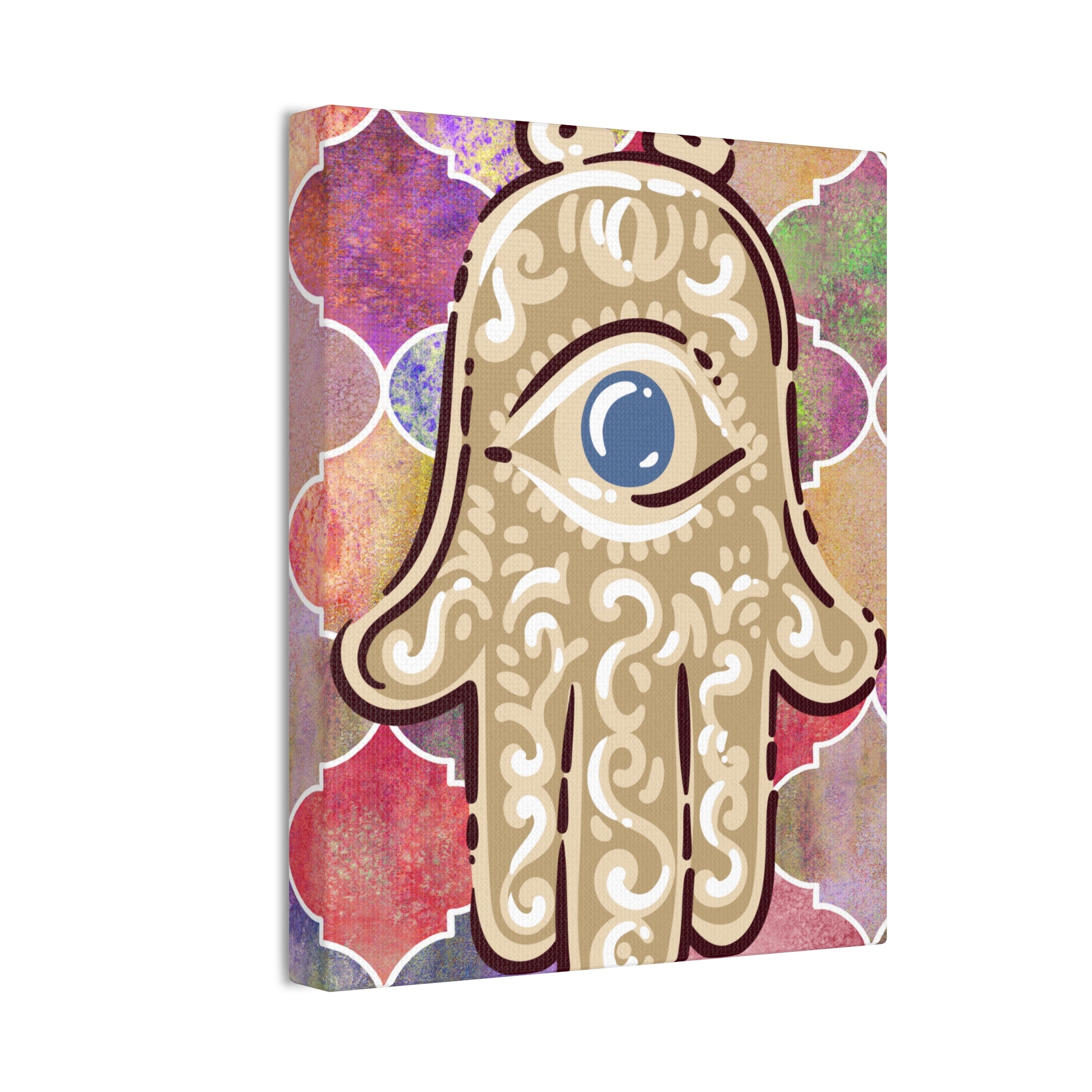 Hamsa Eye Canvas Wall Art - Stretched 0.75" Spiritual Boho Home Decor