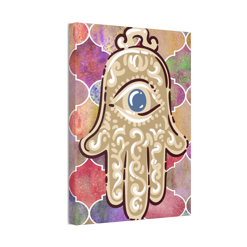 Hamsa Eye Canvas Wall Art - Stretched 0.75" Spiritual Boho Home Decor