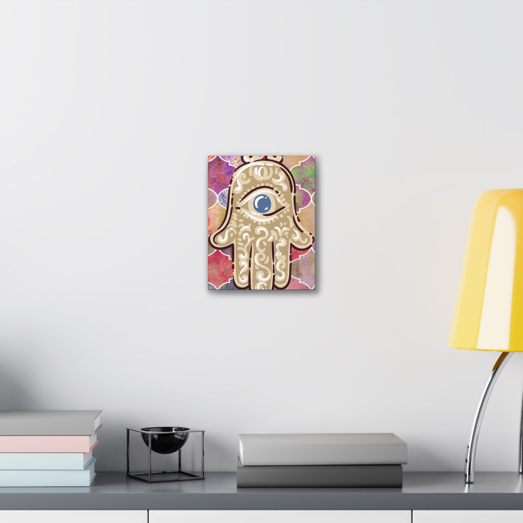 Hamsa Eye Canvas Wall Art - Stretched 0.75" Spiritual Boho Home Decor