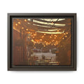 Cozy Alleyway String Lights — Framed Matte Canvas Print