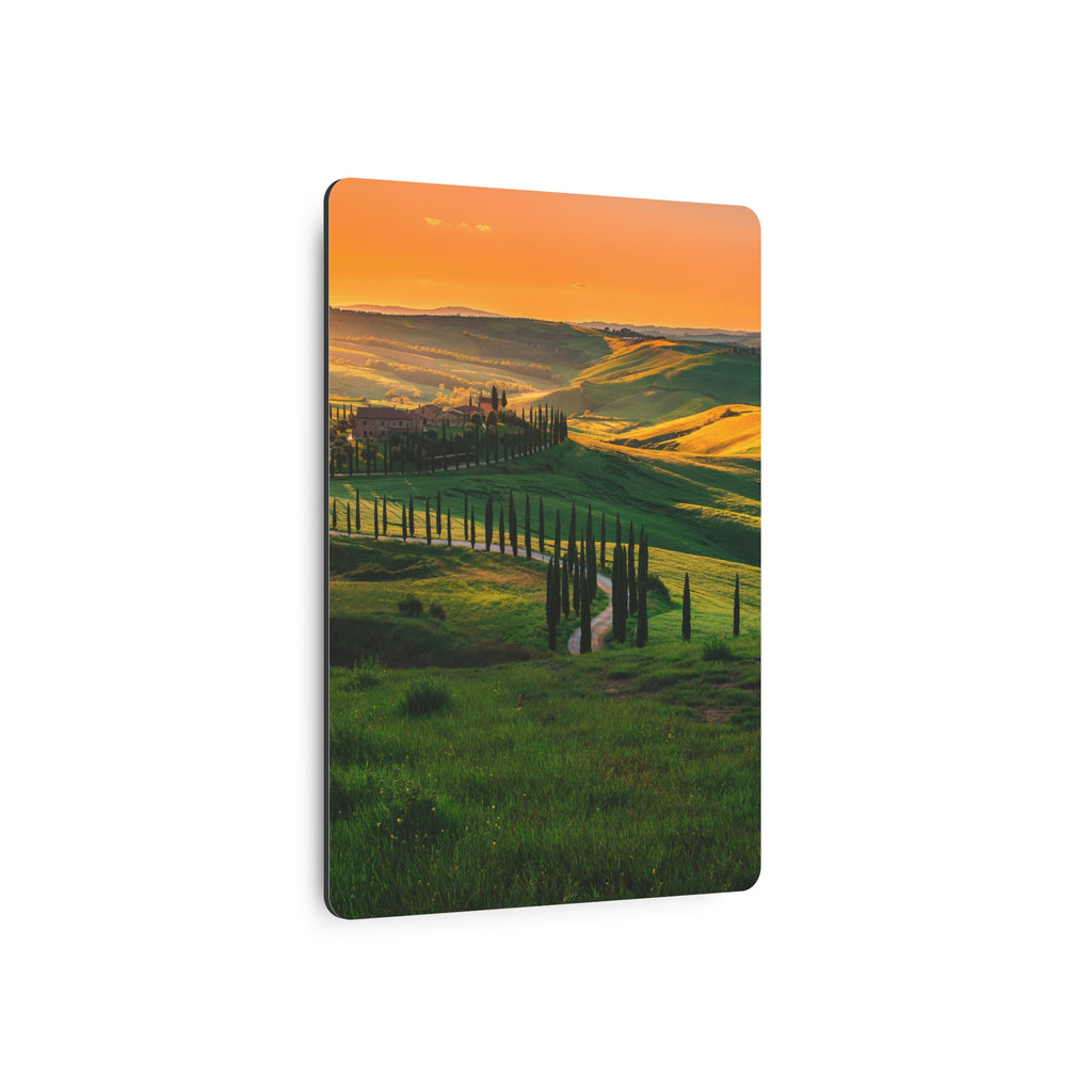 Tuscany Landscape Metal Art Sign – Rustic Italian Countryside Wall Decor